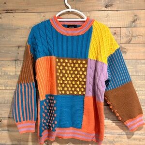 Cider 1XL Colorful Patchwork Sweater
